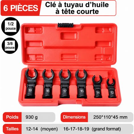 Jeu de 6 pièces clé à tuyauter articulée modèle court 1/2 3/8 25 × 11 × 5 cm 930 g – Livraison gratuite (1/5)
