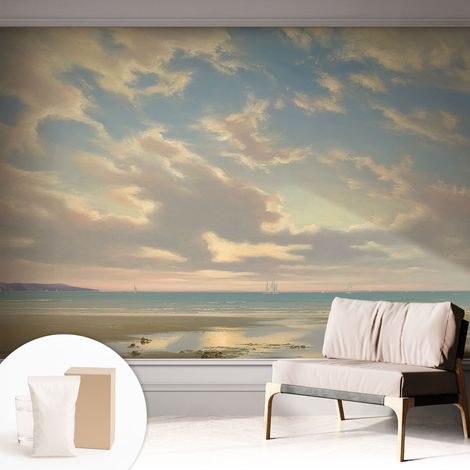 Papier peint intissé avec imprimé pour intérieur moderne application facile a motif - Colle incluse gratuite Rive paisible 312x219 cm (1/5)