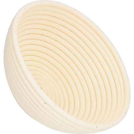 Panier à pain de fermentation lavable de style européen, panier tressé pour la cuisson, assiette à fruits, rond blanc cassé, 20 x 8 cm (1/5)