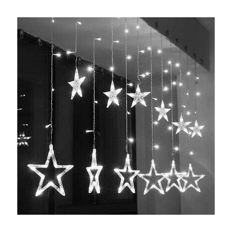 CATENA STELLA LUMINOSA LUCE BIANCO FREDDO NATALE FESTE ADDOBBI STELLE LUCI LED