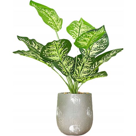 Fiore artificiale in vaso per casa e ufficio Dieffenbachia realistica