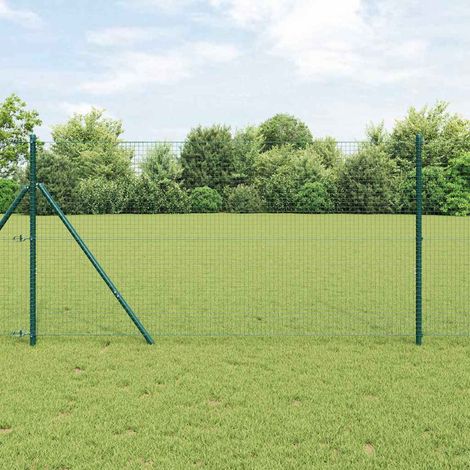 Zaunpfosten Grün 25 x 1,4 m (25 x 25 mm Maschen) Stahl und PVC