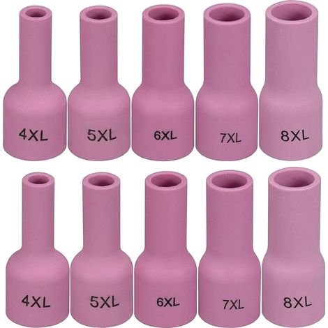 Tasses céramiques à lentille de gaz TIG buses en alumine Prolongé 53N58XL 4XL 53N59XL 5XL 53N60XL 6XL 53N61XL 7XL 53N61SXL 8XL pour SR DB WP 9 17 18 20 25 26 Torche de soudage TIG 10pcs (1/5)