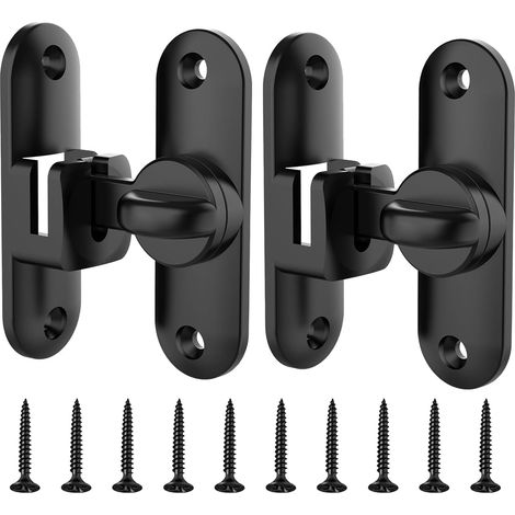 2 Pièces Verrou Porte Coulissante, Loquet Porte Noir avec Vis, 90/180 Degrés Serrure de Porte pour Porte, Fenêtre, Armoires, Jardin (1/5)