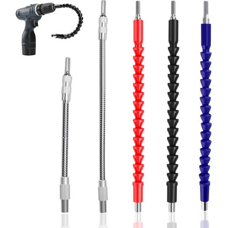 Lot de 5 arbres flexibles pour perceuse - Extension flexible - Tige flexible - 1/4" - Pour perceuse électrique (1/5)