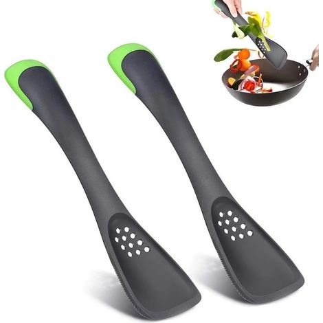Lntyq 5-in-1-Küchenutensilien-Set aus Silikon, Schlitzlöffel, Schraubendreher, Schneidwerkzeug, massiver Löffel und Spatel in massivem Grau (1/5)