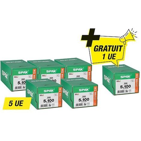 Offre promotionnelle Spax vis à tête fraisée - composée de : 5 x 94 072 54 + 1 x 94 072 54 gratuit (1/2)