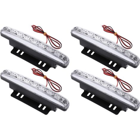 Feux Diurnes LED - 2 Pièces - PC Blanc - 12V IP65 - Sécurité Pluie Brouillard - 15,5x4x1,5cm (1/5)