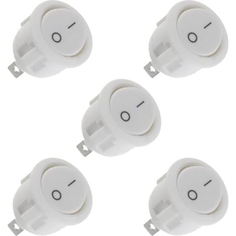 Interrupteur à bascule ON/OFF KCD1 Mini-interrupteur à bascule rond SPST 2Pin Snap-in Latching avec fils pré-câblés AC 6A/250V 10A/125V, pour voiture bateau (5 pièces) (1/5)
