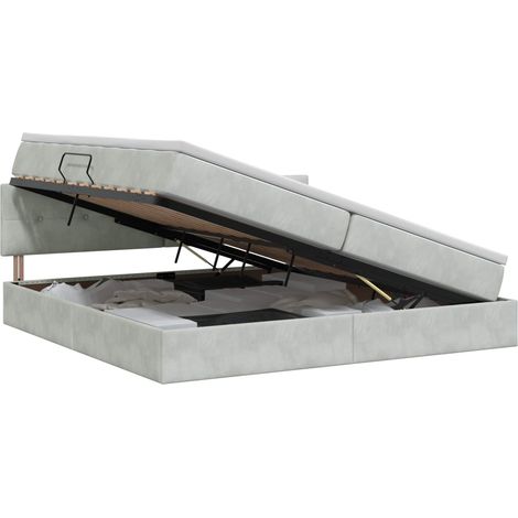 Maison Exclusive - Letto con Contenitore Grigio Chiaro 200 x 200 cm Velluto (1/5)