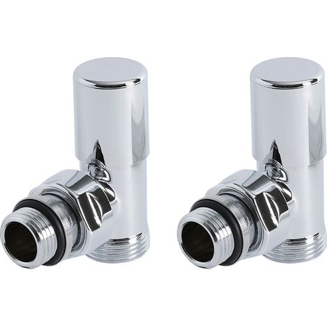 Milano Pair of Chrome Angled Heated Towel Rail Radiator Valves with Copper Eurocone Adapter - 16mm Adapter (1/4)