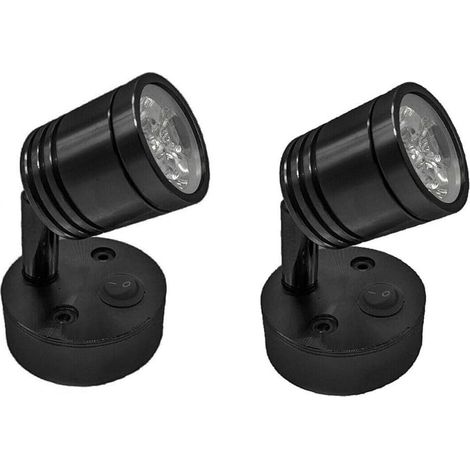 NAB-1 Lot de 2 spots de lecture LED avec interrupteur marche/arrêt pour intérieur camping-car, caravane, bateau Lumière blanche 12 V (1/4)