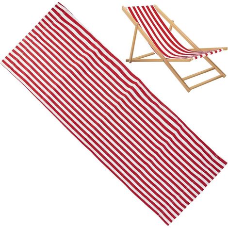 Plus épais Chaise de Plage en Toile pour Patio 118X43cm Remplacement de Chaise D'Extérieur Tissu de Remplacement Chaise Inclinable en Tissu pour D'Été Bain de Soleil Jardin Transat Rouges (1/5)