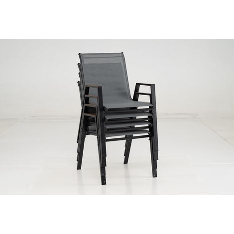 COSTWAY Set di 4 Sedie da Giardino, Poltrona da Esterno,Ergonomico, Tessuto Traspirante,Grigio