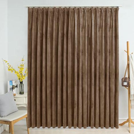Rideau occultant,Décoration Chambre Fenêtre,Rideau Thermique Isolant avec crochets Velours Beige 290x245 cm GDSVW68245 (1/5)