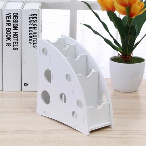 Support de rangement en bois pour télécommande découpée, support de rangement de bureau -Blanc