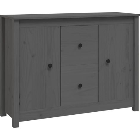 Credenza cassettiera cassettiera mobile contenitore organizer cucina soggiorno soggiorno 100 x 35 x 74 cm legno massello di pino grigio 020031764