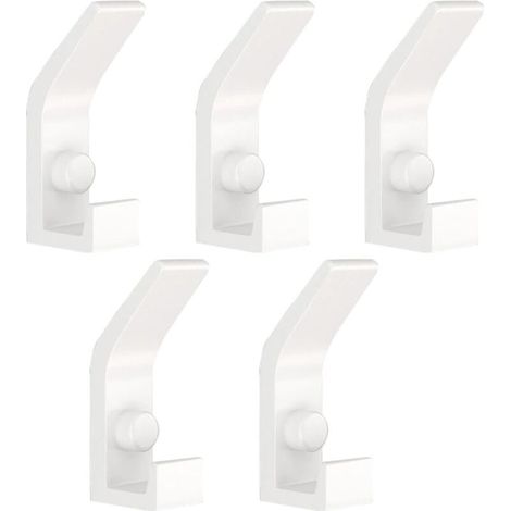 Patères doubles en métal - conviennent pour les salles de bains, les cuisines, les chambres, etc. - Lot de 5, blanches (1/4)