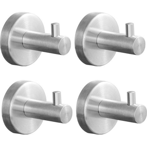Lot de 4 Crochets Muraux Salle de Bain – Patères Argent à Visser pour Serviettes, Peignoirs et Manteaux (1/5)