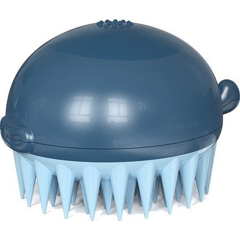 Cepillo de baño para mascotas con forma de pez globo, peine de masaje, productos de limpieza para gatos y perros, azul. (1/5)