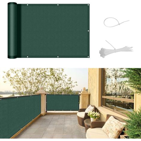 Brise Vue Balcon - 1 Lot - Polyester - Protection UV Et Imperméable - Pour Terrasse Jardin Patio - 90x400cm Vert (1/5)