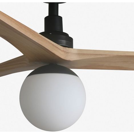 KLIM M, Deckenventilator mit Licht, Faro Barcelona - Corpo: Nero - Colore Pale: Rovere Chiaro (1/5)