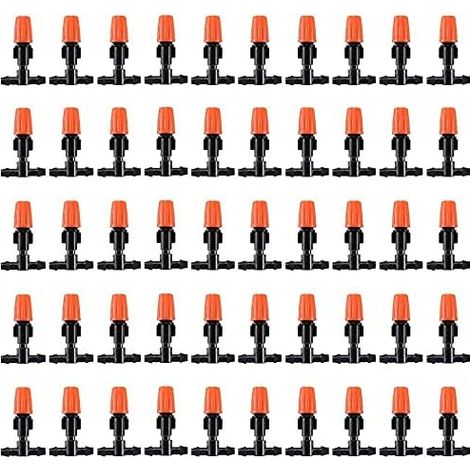 100pcs goutteurs d'irrigation à débit réglable Micro Spray, têtes de brumisateur d'irrigation goutte à goutte réglables pour jardin