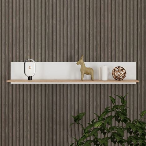 Regal Norbio, Ein Ablagefach, Strukturfarbe Matt, Strukturfarbe Eiche, 138x20x24h cm Weiß Matt (1/5)