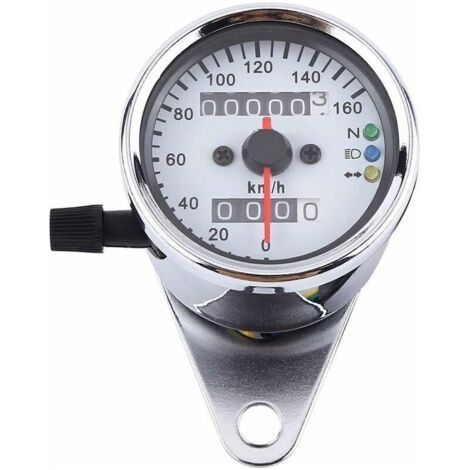 Compteur de vitesse moto jauge 1 pc universel moto compteur kilométrique indicateur de vitesse jauge Signal double affichage numérique(argent) (1/5)