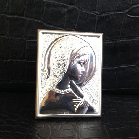 Quadretto Quadro da Tavolo Appoggio in Argento Madonna (1/2)
