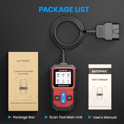 AUTOPHIX OM117 Kfz-Batterieanalysator und OBDII-Scanner – 12-V-Batteriestart- und Ladetester, mehrsprachige Motordiagnose mit Fehlercode-Lesung/Löschen – Alovez