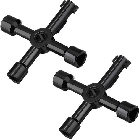 Lot de 2 clés pour compteur à gaz - 4 embouts différents - Multi-applications, noir (1/5)