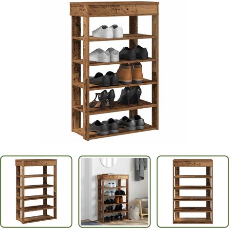 Rangement chaussures - Étagère à chaussures vieux bois 60x30x98 cm bois d'ingénierie (1/5)