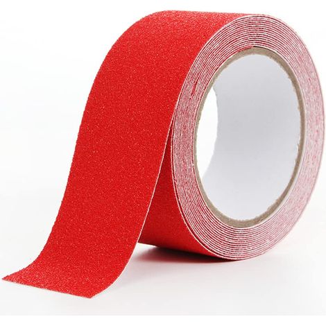 Anti-Rutsch-Treppenband, selbstklebendes Anti-Rutsch-Band, selbstklebendes Anti-Rutsch-Band, Anti-Rutsch-Sicherheitsband, für Innen- und Außentreppen, wasserdicht, 2,5 cm × 5 m, Rot