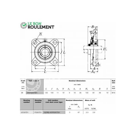 Palier fonte UCFS307-NSK