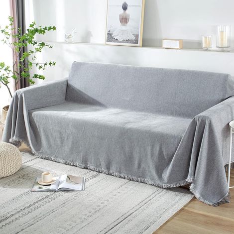 Couvertures Douces et Chaudes pour canapé, lit, Fauteuil, lit Double (180 x 260 cm, Gris Clair) (1/5)