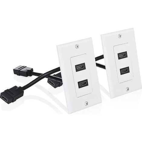 Lot de 2 plaques murales compatibles 2 ports, blanches (prise en charge 4K UHD, ARC et Ethernet Pass-Thru) (1/5)
