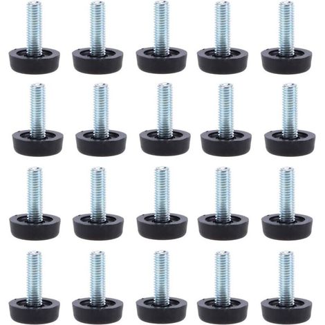 Set mit 20 Möbelnivellierfüßen - M8 x 24mm, verstellbare Tischbeinschoner mit Gewindestange, 24mm, einschraubbarer Nivellierfuß für Möbel (1/4)