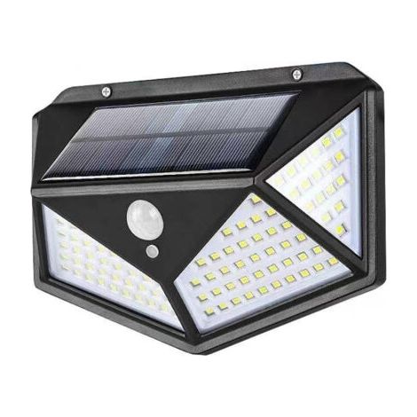 Lampe solaire d'extérieur 100 LED : applique murale sans fil 120° avec détecteur de mouvement, équipée de 3 modes de détection, facile à installer