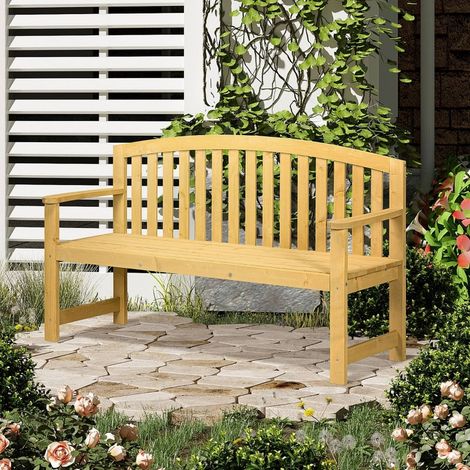Banc jardin 2 places bois massif avec dossier haut, solide et design, finition qualité extérieure (1/5)