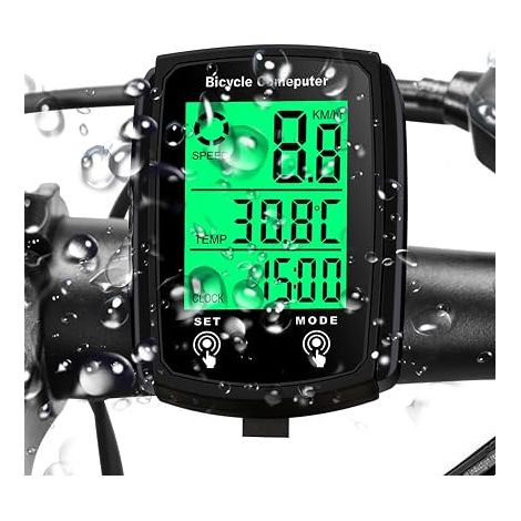 Compteur Velo sans Fil avec 20 Fonctions Étanche, IPX6 Étanche Compteur Kilométrique Vélo avec Écran LCD Rétroéclairé, Facile à Utiliser avec de Grandes Touches et Une présentation Claire