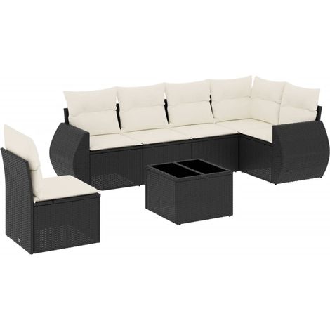 Maison Exclusive - Set de comedor de jardín 7 pzas y cojines ratá (1/3)