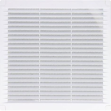 Quadratische Lüftungsgitter mit Stopfen und Moskitonetz aus weißem ABS 10x10x0,7cm EDM (1/2)