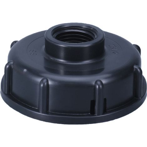Connettore per tubo da giardino IBC S60x6 – Filettatura da 1/2", 3/4", 1" – Nero – 24 mm (1/5)