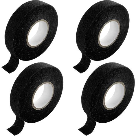 Ruban adhésif noir pour câbles, 19 mm x 15 m, ruban textile automobile, ruban isolant, ruban adhésif pour faisceau de câbles, pour le nettoyage des faisceaux de câbles de motos (1/4)