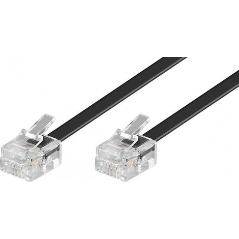 Telefonkabel (Modularkabel), schwarz, Kupferkaschierter Aluminiumleiter (CCA), RJ11-Stecker (6P4C)  RJ11-Stecker (6P4C). Kabellänge 6 m