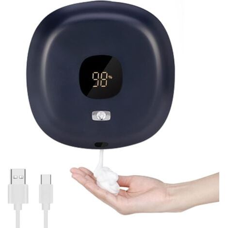 (Bleu foncé) Distributeur de savon automatique, distributeur de savon mural sans contact de 300 ml, distributeur de savon rechargeable par USB pour salle de bain, cuisine, bureau, école (1/4)
