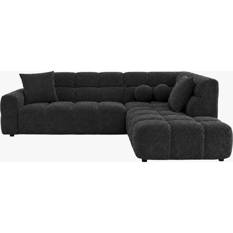 BELIZ Canapé d'angle en tissu noir - Angle droit