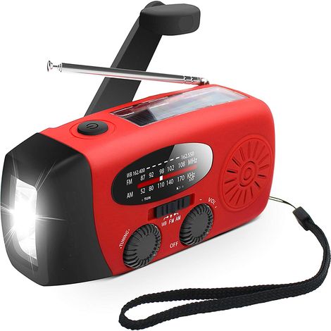 Radio D'urgence Manivelle Solaire Portable Avec Lampe LED, NOAA AM/FM pour Ouragan Camping, Power Bank 2000 mAh (1/5)