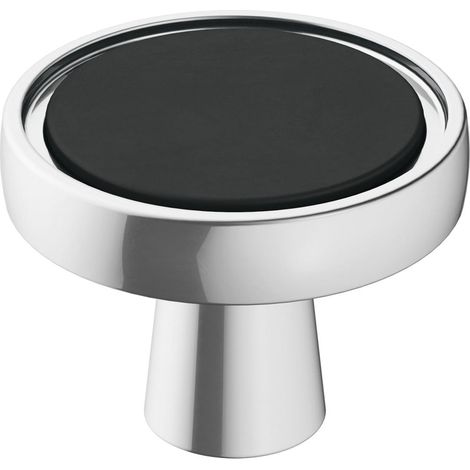 Bouton d'armoire Chrome poli/noir mat 35 mm de diamètre Fusion 1 lot Bouton de tiroir Quincaillerie d'armoire (1/5)